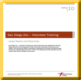 Design document for the SD Zoo eLearning project